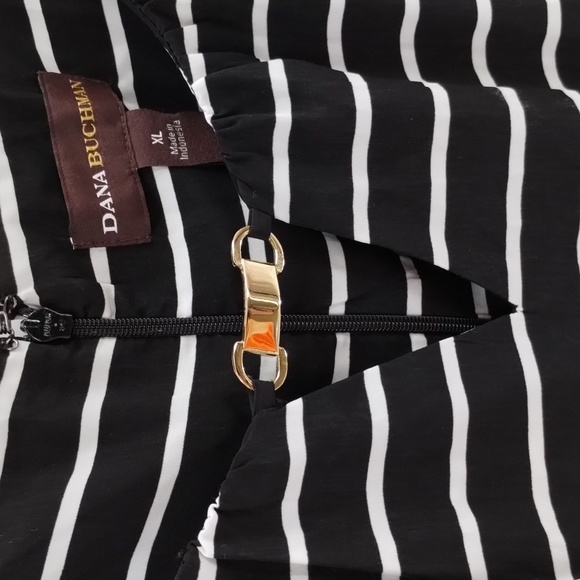 Dana Bachman black and white horizontal stripe sleeveless blouse size XL accent - Picture 2 of 7
